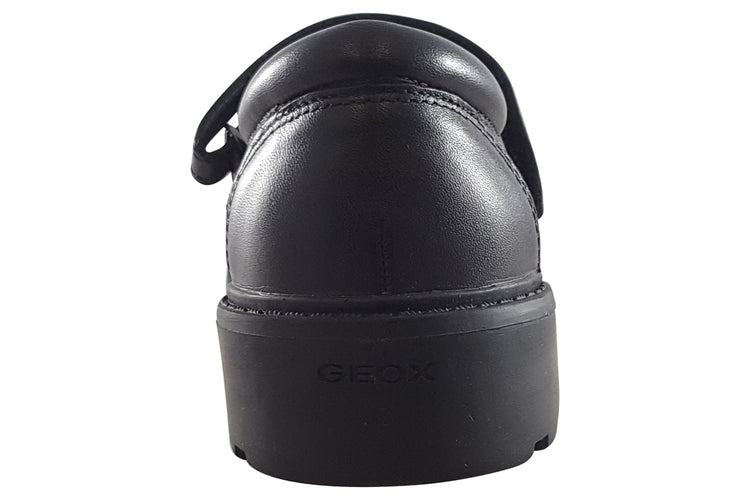 Geox Casey MJ Girl J6420P Black Leather Girls School Shoes
