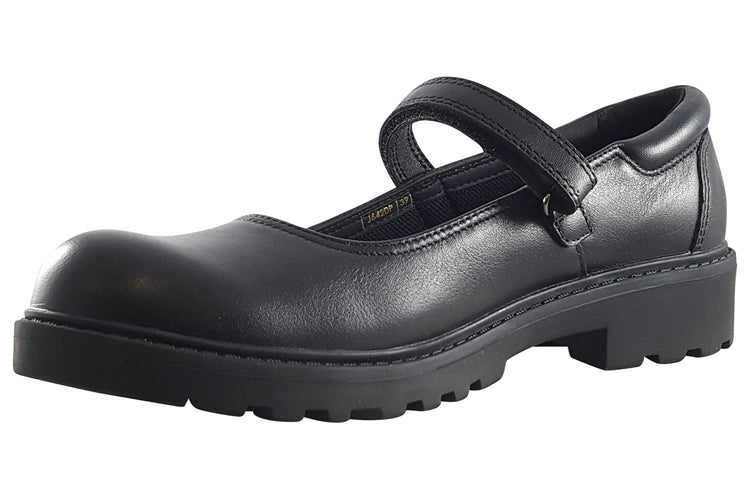 Geox Casey MJ Girl J6420P Black Leather Girls School Shoes