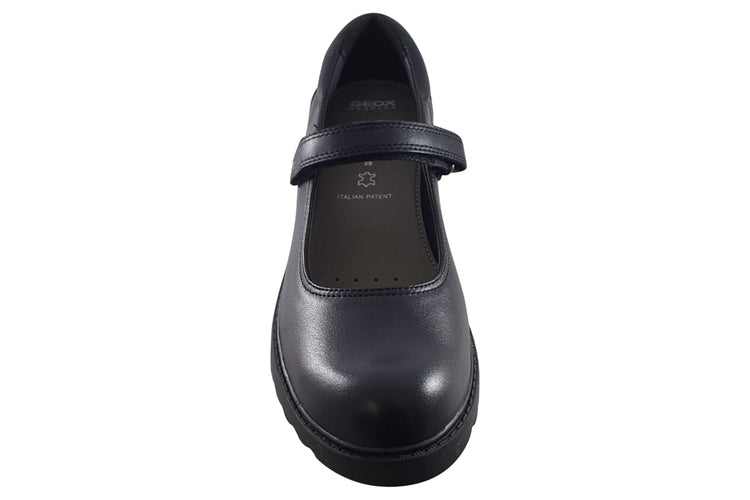 Geox Casey MJ Girl J6420P Black Leather Girls School Shoes