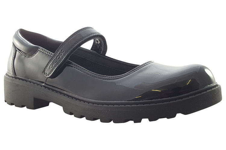 Geox Casey MJ Girl J6420P Black Patent Girls School Shoes
