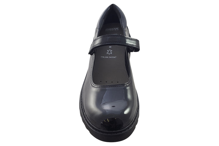 Geox Casey MJ Girl J6420P Black Patent Girls School Shoes