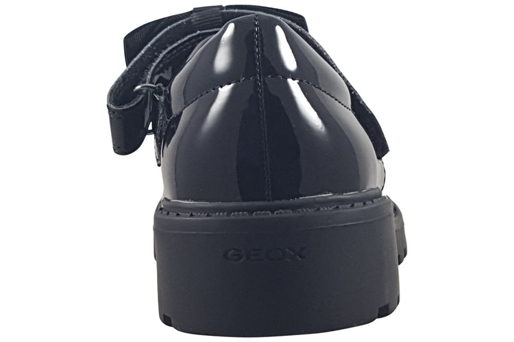 Geox Casey2 MJ Girl J1620E Black Patent Girls School Shoes