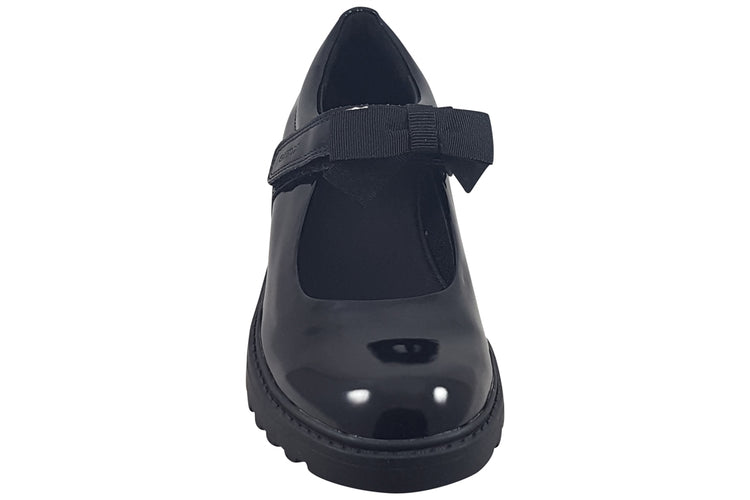 Geox Casey2 MJ Girl J1620E Black Patent Girls School Shoes