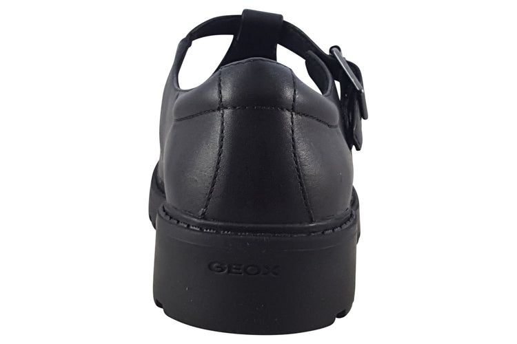 Geox G.E J Casey J8420E Black Leather Girls School Shoes
