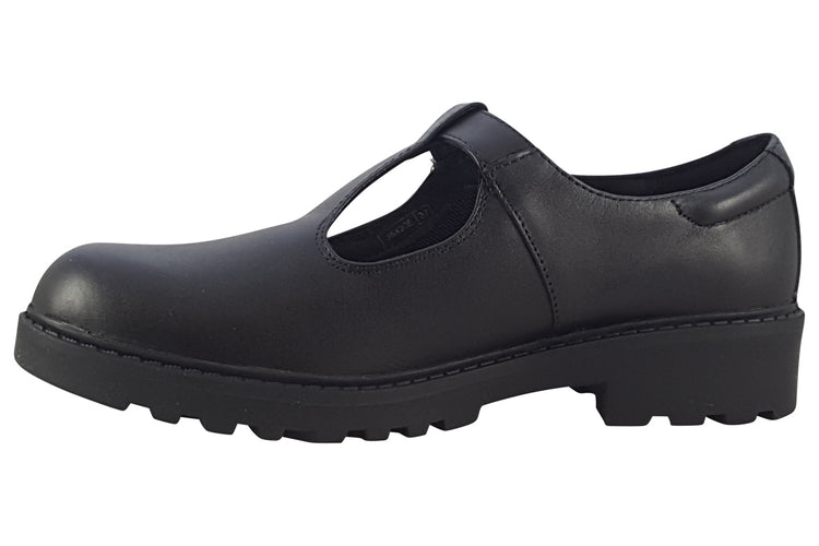 Geox G.E J Casey J8420E Black Leather Girls School Shoes
