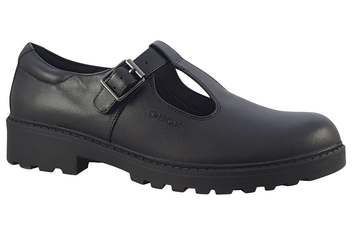 geox g.e j casey black leather girls right
