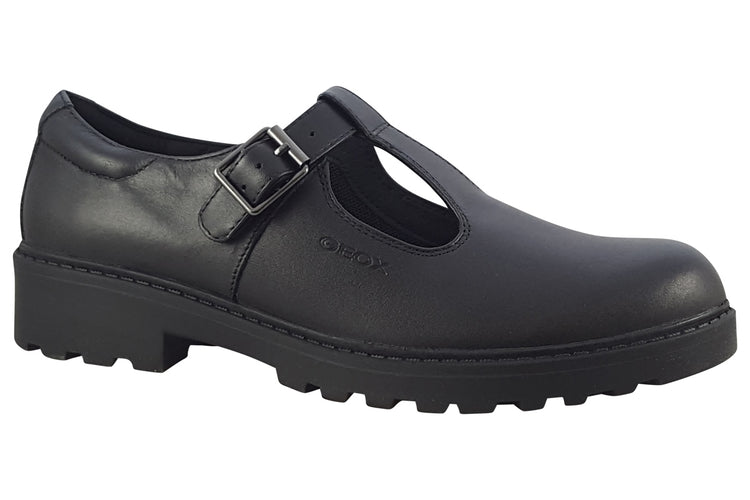 Geox G.E J Casey J8420E Black Leather Girls School Shoes