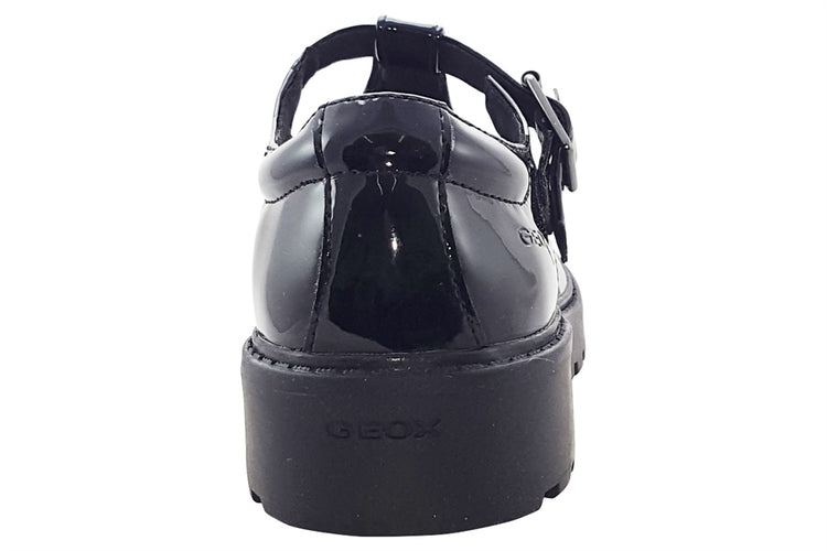 Geox G.E J Casey J8420E Black Patent Girls School Shoes