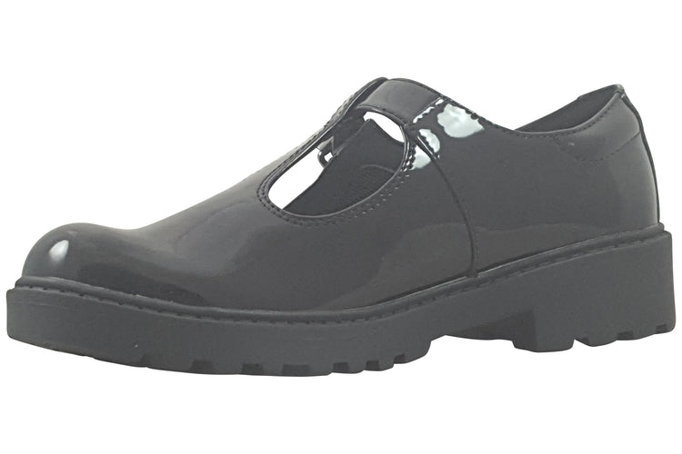 Geox G.C J Casey J0420C Black Patent Girls School Shoes