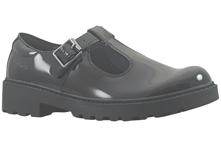 Geox G.C J Casey J0420C Black Patent Girls School Shoes