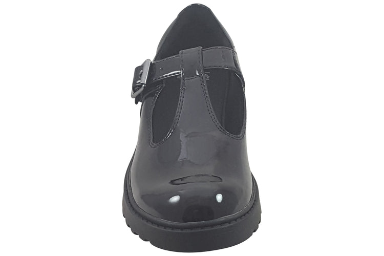 Geox G.C J Casey J0420C Black Patent Girls School Shoes