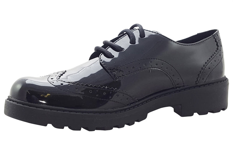 Geox G.N J Casey J6420N Black Patent Girls School Shoes