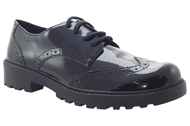 Geox G.N J Casey J6420N Black Patent Girls School Shoes