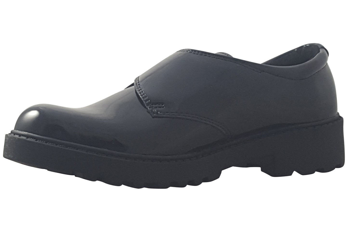 Geox J Casey Buckle J6620B Black Patent Girls School Shoes