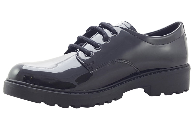 Geox G.C J Casey J0420C Black Patent Girls School Shoes