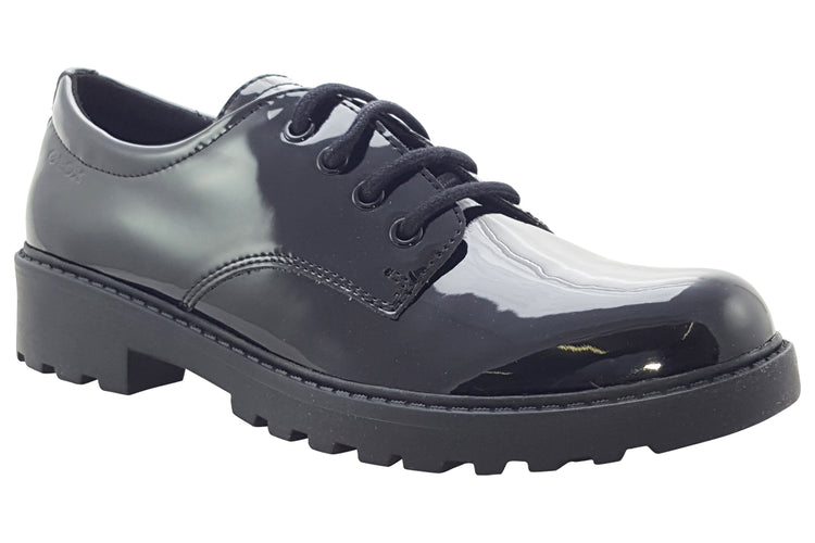 Geox G.C J Casey J0420C Black Patent Girls School Shoes