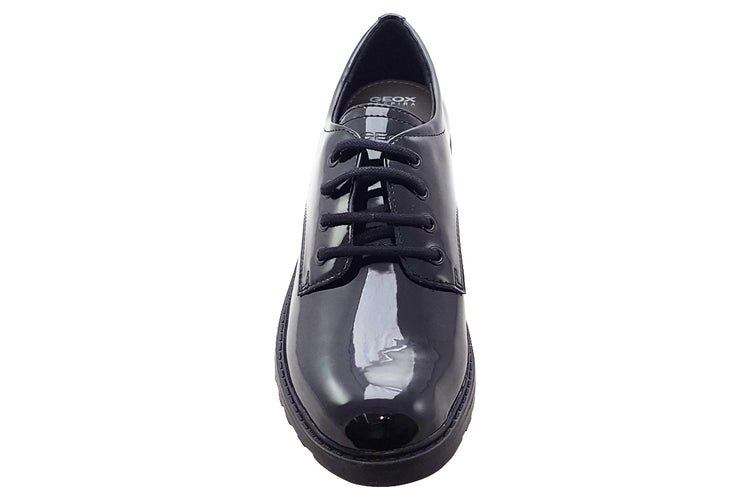 Geox G.C J Casey J0420C Black Patent Girls School Shoes