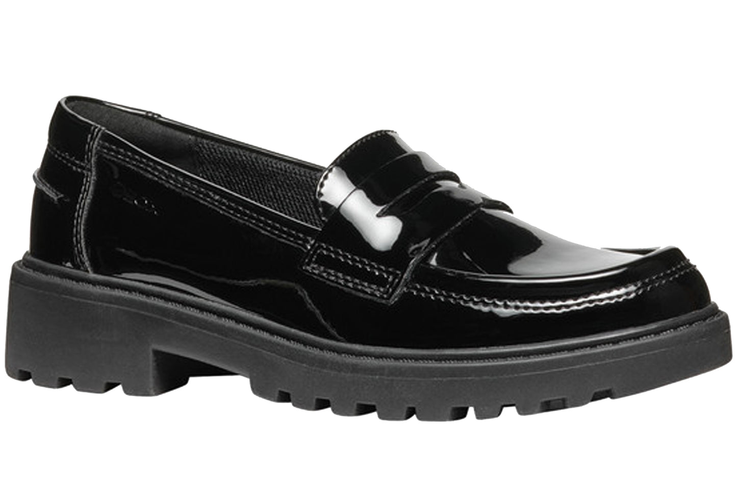 Geox J Casey Slip J3620C Black Patent Girls School Shoes