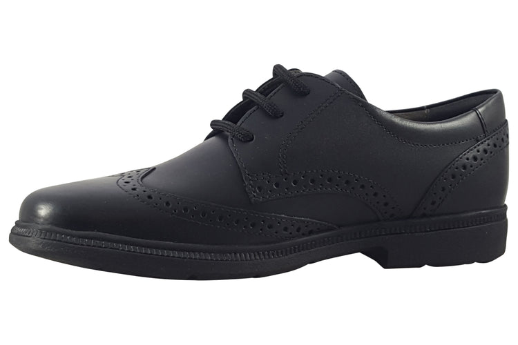 Geox J Federico Brogue Black Boys School Shoes