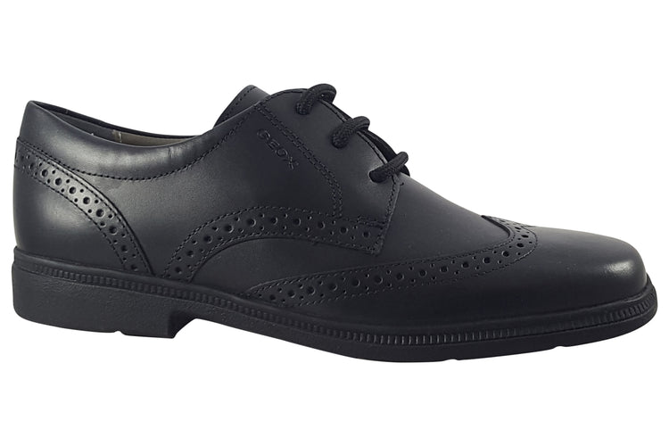 Geox J Federico Brogue Black Boys School Shoes