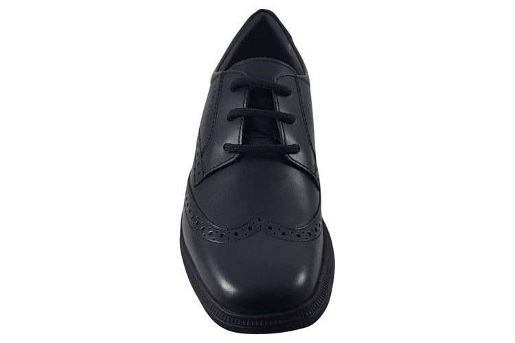 Geox J Federico Brogue Black Boys School Shoes