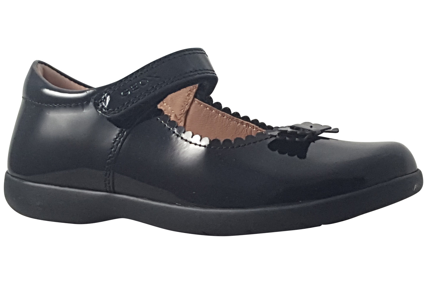 Geox J Naimara-2 J36FHA Black Patent Girls School Shoes