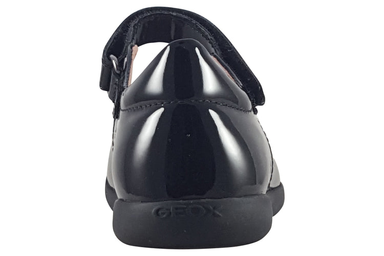 Geox J Naimara G J16FHA Black Patent Girls School Shoes