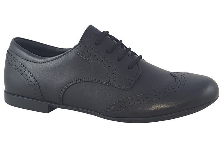 Geox J Plie Brogue J0455B Black Leather Girls School Shoes