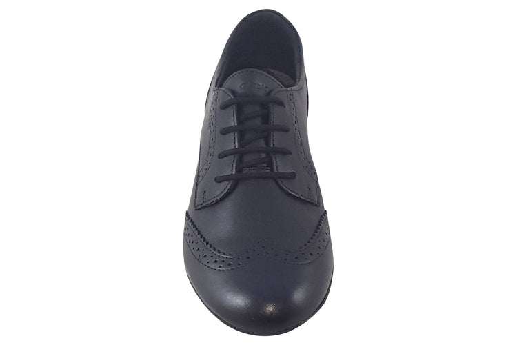 Geox J Plie Brogue J0455B Black Leather Girls School Shoes