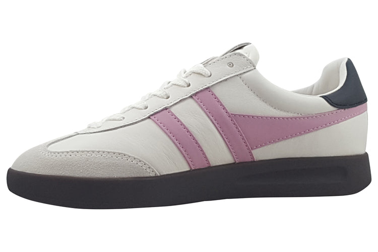 Gola Cyclone Leather CLB743 White/Candy/Black/Dk Gum Womens Fashion Trainers