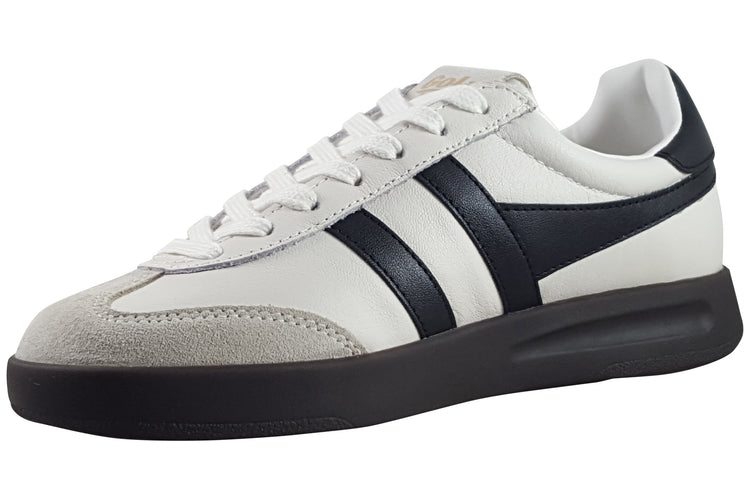 Gola Cyclone Leather CLB743 White/Black/Dark Gum Womens Fashion Trainers