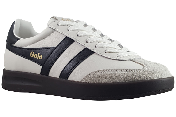 Gola Cyclone Leather CLB743 White/Black/Dark Gum Womens Fashion Trainers