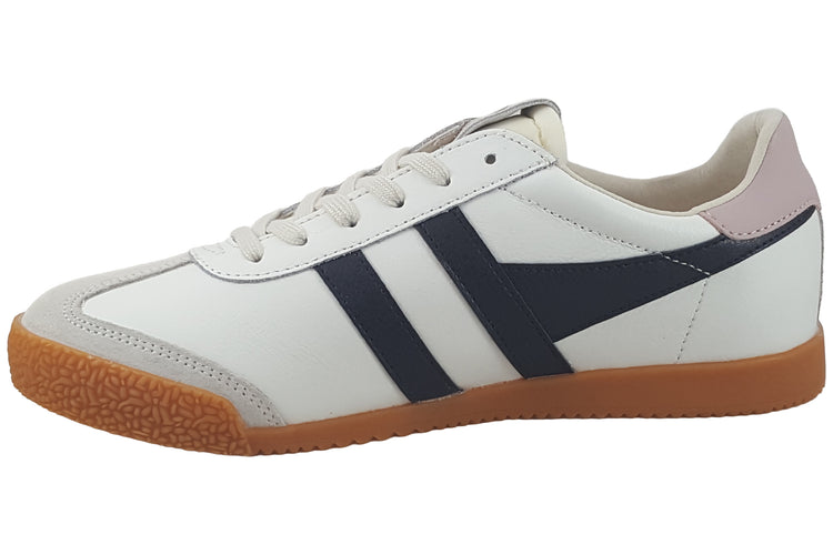 Gola Elan Leather CLB745 White/Black/Chalk Pink Womens Fashion Trainers