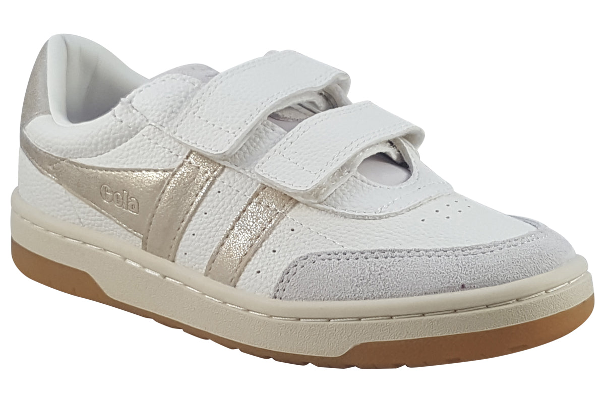 gola falcon mirror strap white gold trainers right
