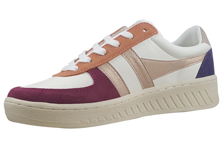 Gola Grandslam Quadrant CLB207 Off White/Cerise/Rose Gold/Plum Womens Fashion Trainers