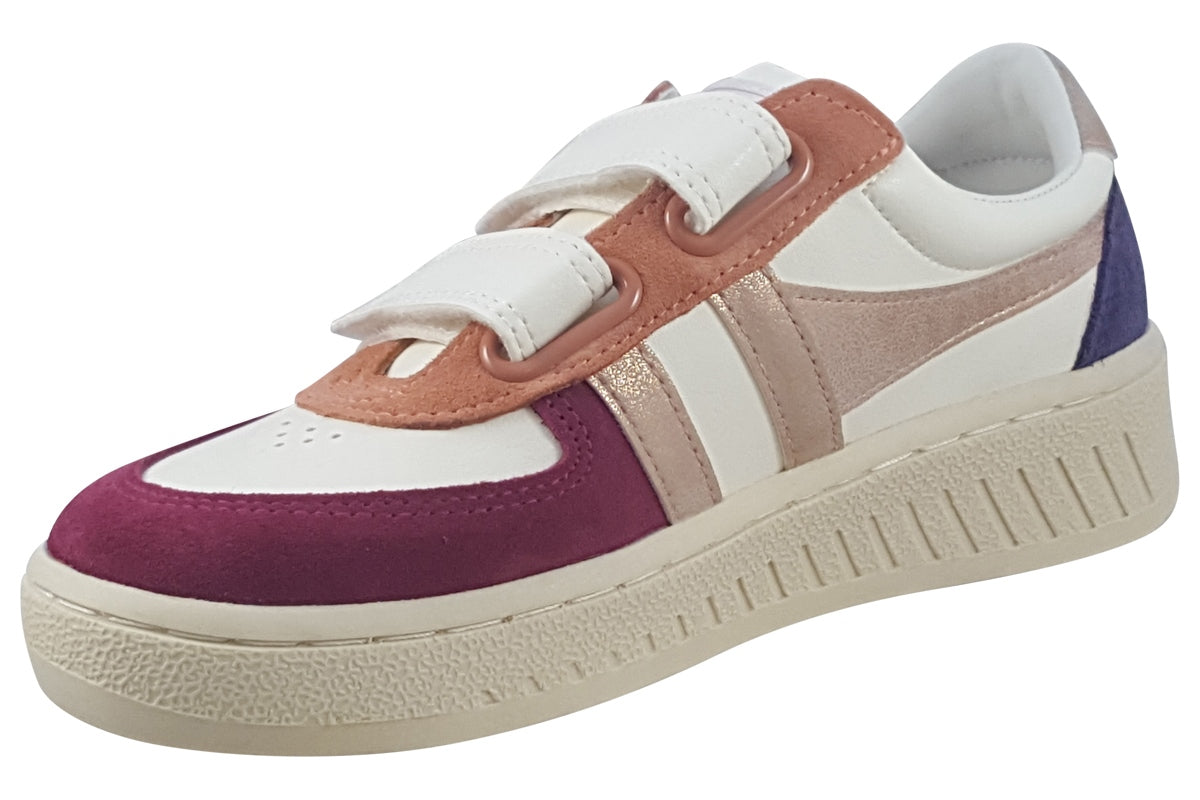 gola-grandslam-quadrant-strap-cka207-white-cerise-rosegold-plum-trainers-left