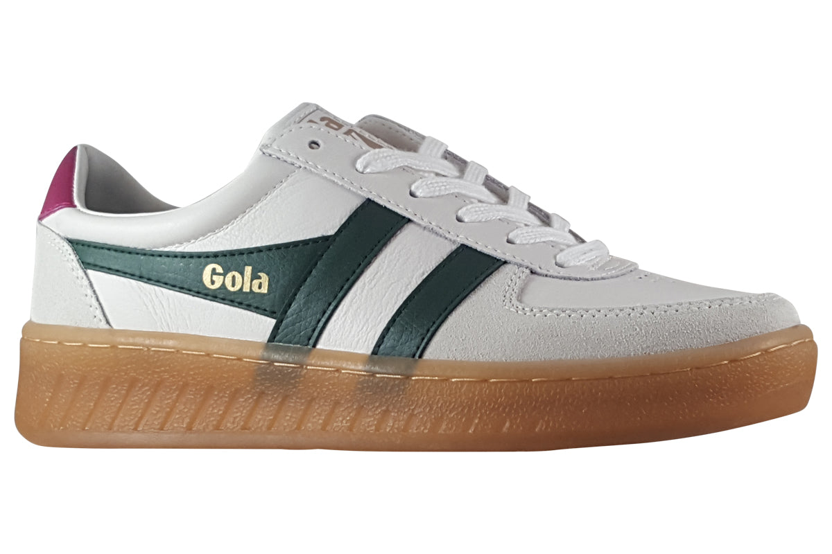 gola greandslam elite clb621 white evergreen fuchsia gum trainers right