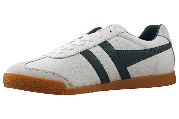 Gola Harrier Leather CMB426 White/Green Mens Trainers