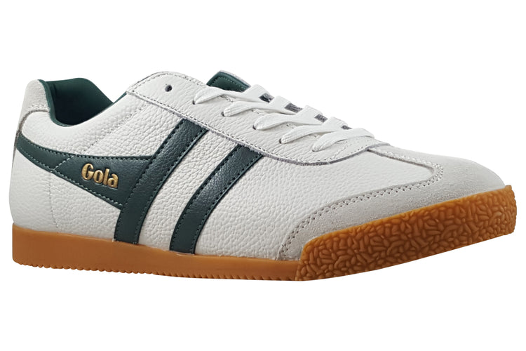Gola Harrier Leather CMB426 White/Green Mens Trainers