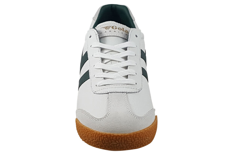 Gola Harrier Leather CMB426 White/Green Mens Trainers