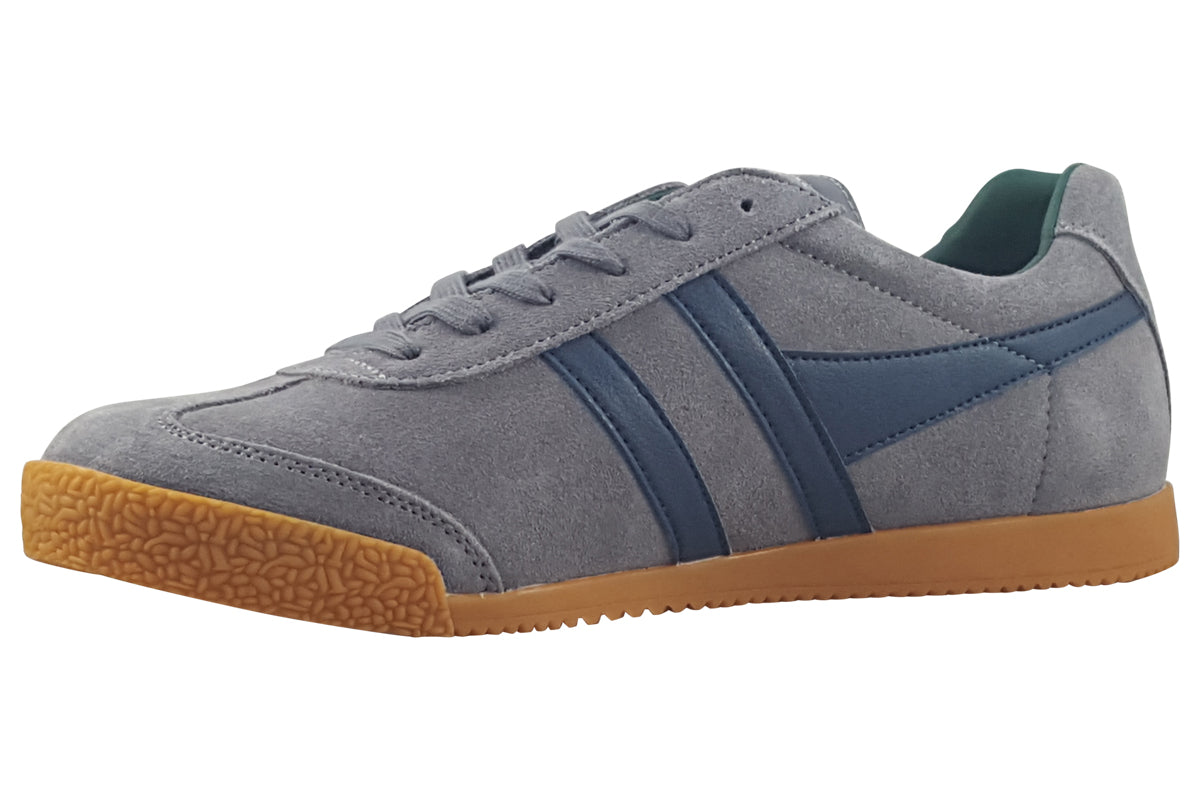 gola-harrier-suede-ash-navy-evergreen-trainers-left