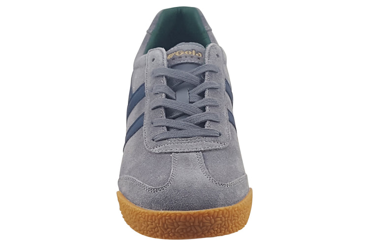 Gola Harrier Suede CMA192 Mens Trainers Ash/Navy/Evergreen