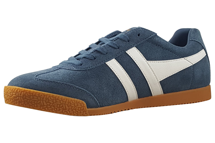 Gola Harrier Suede CMA192 Mens Trainers Baltic/White