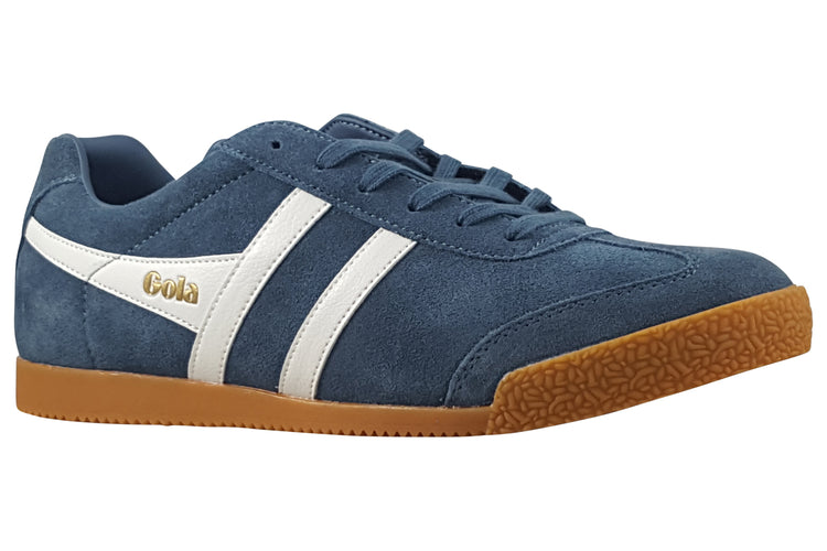 Gola Harrier Suede CMA192 Mens Trainers Baltic/White