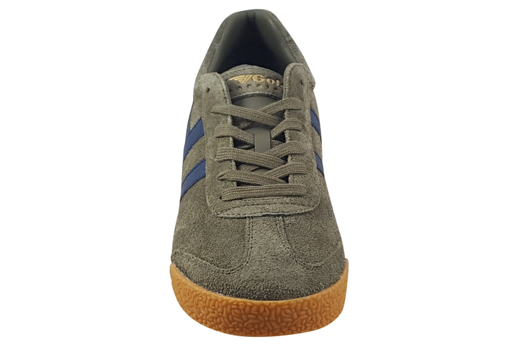 Gola Harrier Suede CMA192 Mens Trainers Khaki/Navy