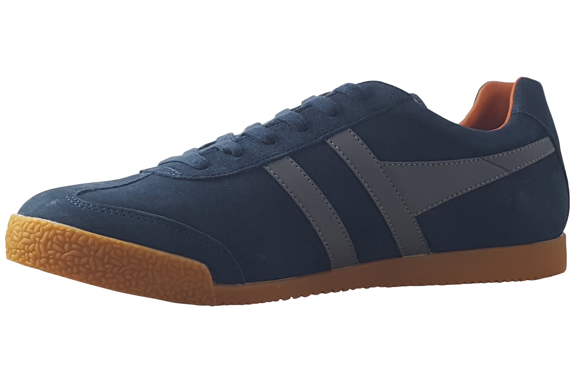 gola-harrier-suede-mens-trainers-navy-ash-moody-orange-left