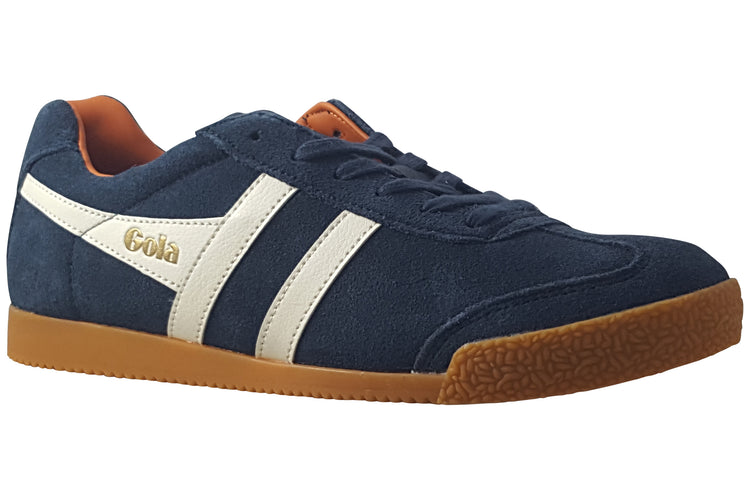Gola Harrier Suede CMA192 Navy/Off White/Moody Orange Mens Trainers