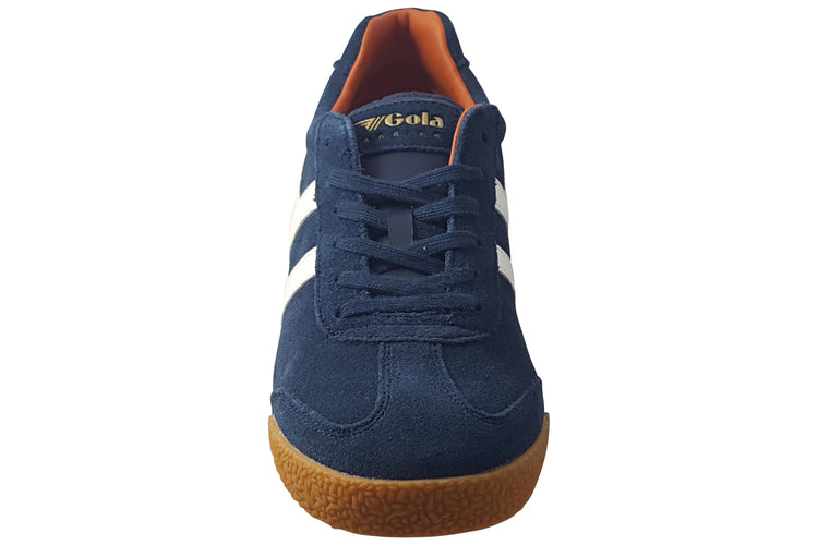 Gola Harrier Suede CMA192 Navy/Off White/Moody Orange Mens Trainers