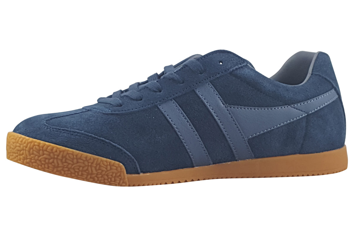 gola harrier suede navy moonlight ash trainers left