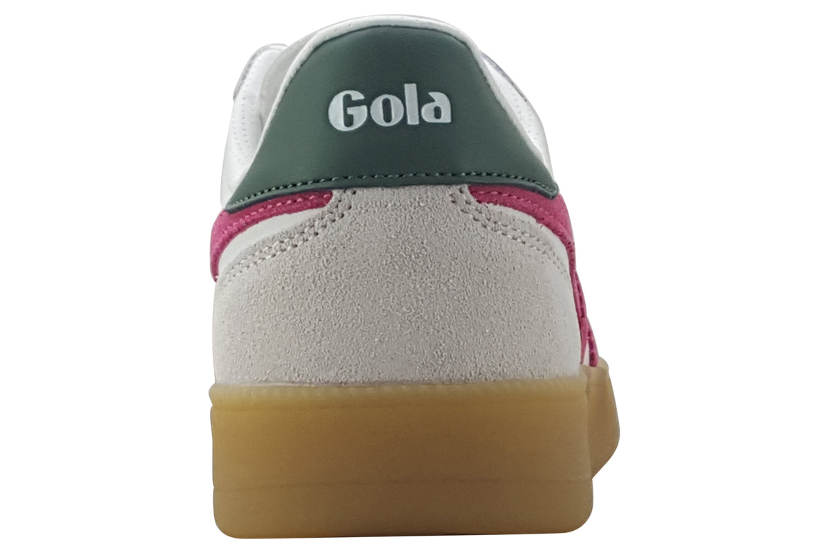 gola viper leather white fuschia evergreen gum trainers back